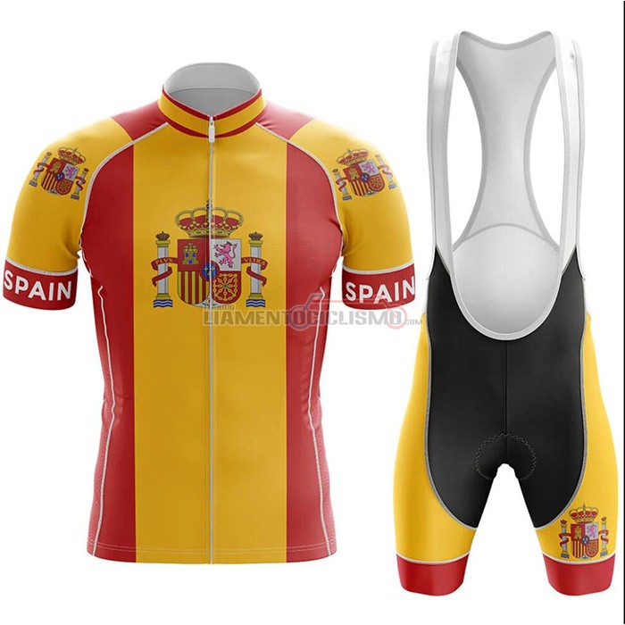 Abbigliamento Ciclismo Campione Spagna Manica Corta 2020 Rosso Giallo